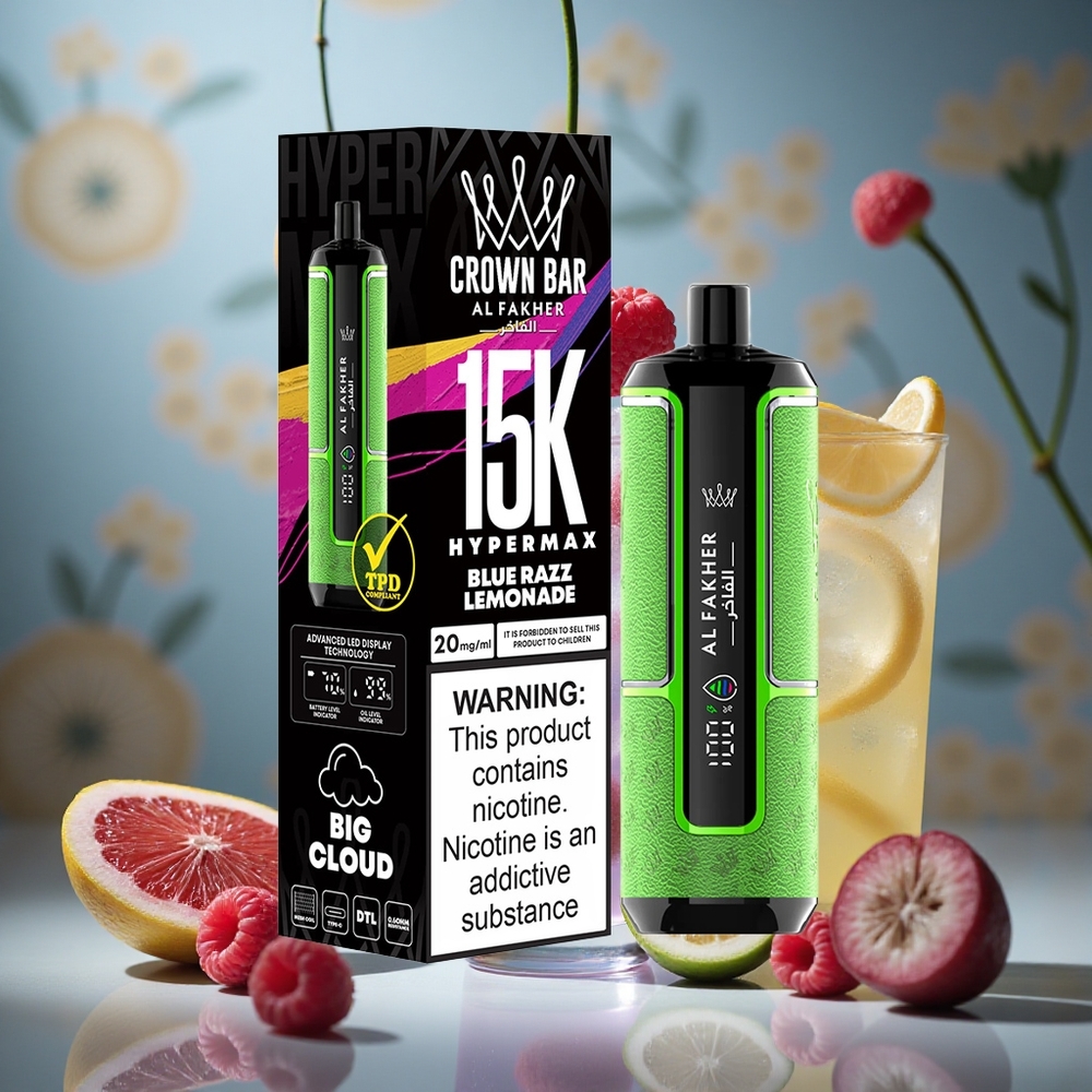 Frambuesa Azul Limonada Al Fakher Crown Bar 15K Hypermax 22ml 600mAh Colombia al por mayor