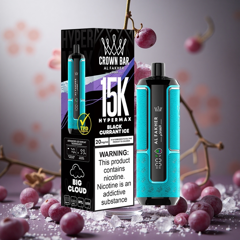 Grosella Negra Hielo Al Fakher Crown Bar 15.000 Puffs 22ml Compacto Colombia al por mayor