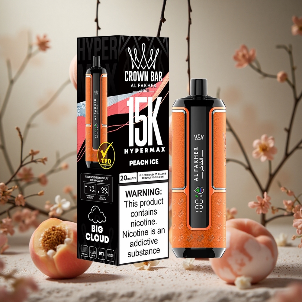 Melocotón Hielo Al Fakher Crown Bar 15K Hypermax Kit de Vape Desechable 22ml 600mAh Colombia al por mayor