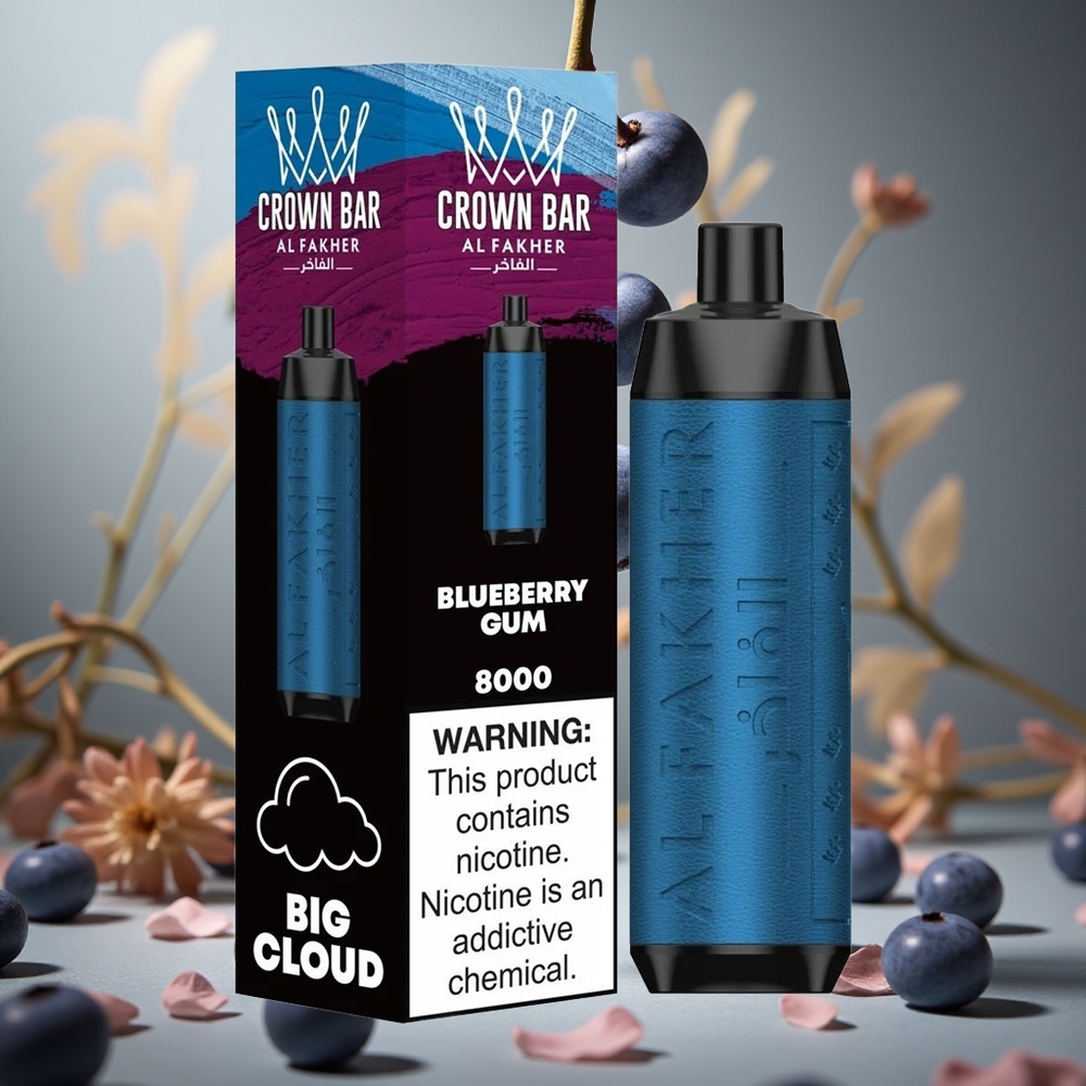 Chicle de Arándano Al Fakher Crown Bar 8000 Puffs Batería 600mah y Carga USB Tipo-c Colombia al por mayor