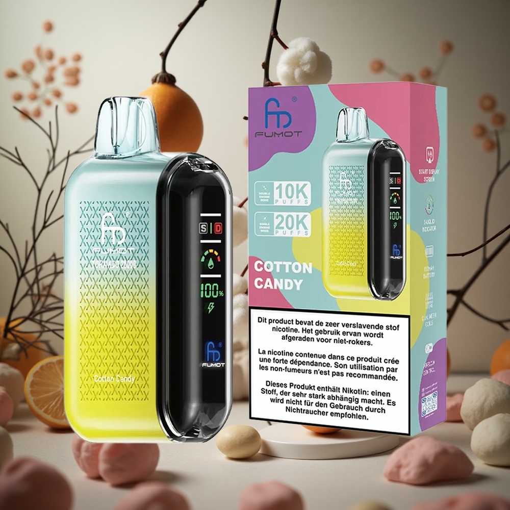 Algodón de Azúcar Fumot Tornado 20000 Puffs 20ml Capacidad de E-líquido Pantalla Inteligente Colombia al por mayor