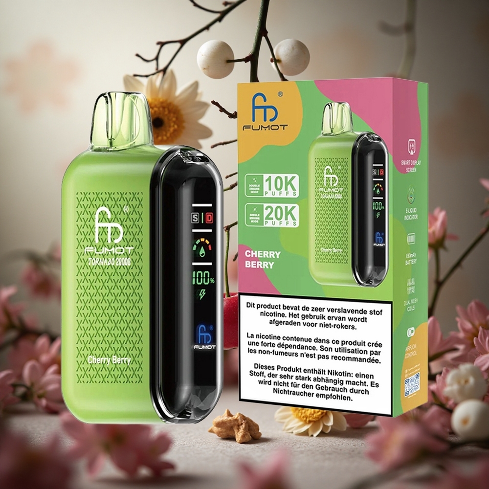Cereza Baya Fumot Tornado 20000 Puffs 20ml Capacidad de E-líquido 850mAh Batería Recargable Colombia al por mayor