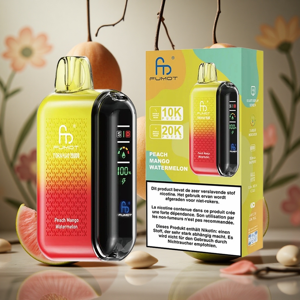 Durazno Mango Sandía Fumot Tornado 20000 Puffs 20ml Capacidad de E-líquido 850mAh Batería Recargable Colombia al por mayor