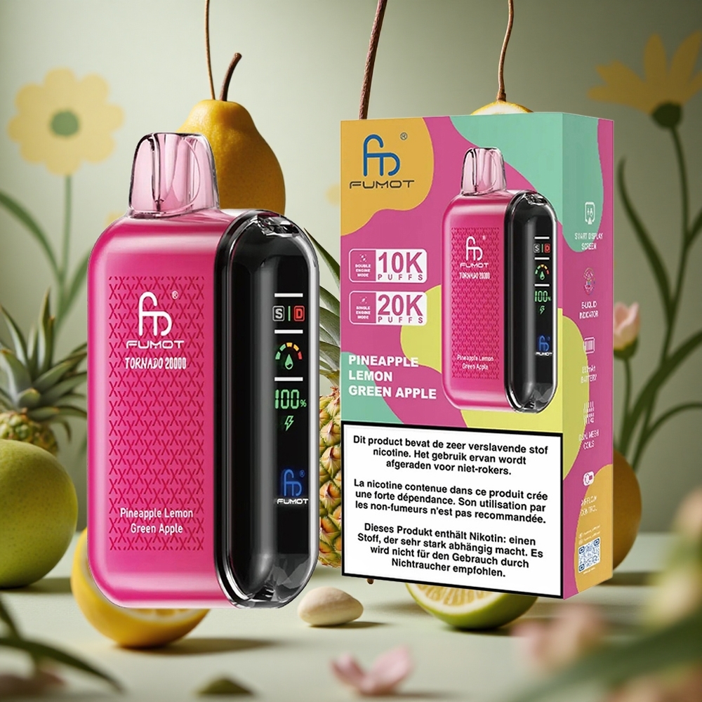 Piña Limón Manzana Verde Fumot Tornado 20000 Puffs Dual Malla 20ml Capacidad Colombia al por mayor