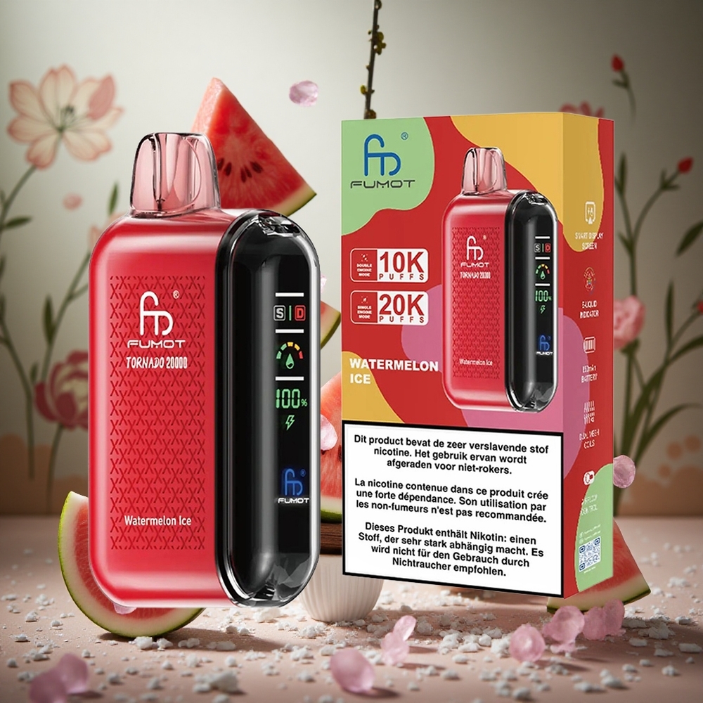 Sandía Helada Fumot Tornado 20000 Puffs 20ml Capacidad Dual Malla Colombia al por mayor