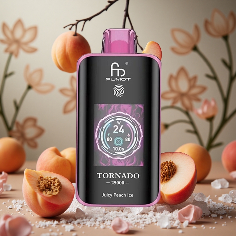Durazno Jugoso Helado Fumot Tornado 25000 Puffs Pantalla HD 20ml Colombia al por mayor