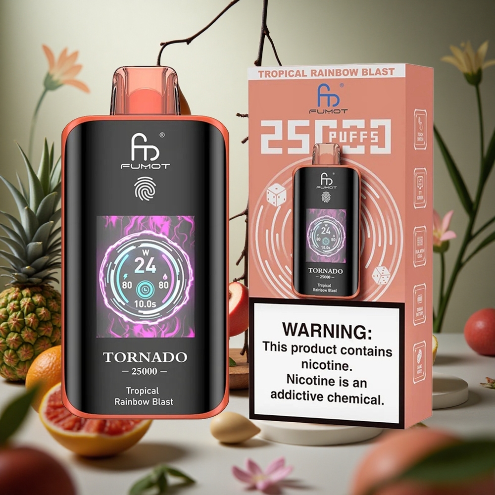 Explosión Arcoíris Tropical Fumot Tornado 25000 Puffs Pantalla HD Batería Recargable 700mAh Colombia al por mayor