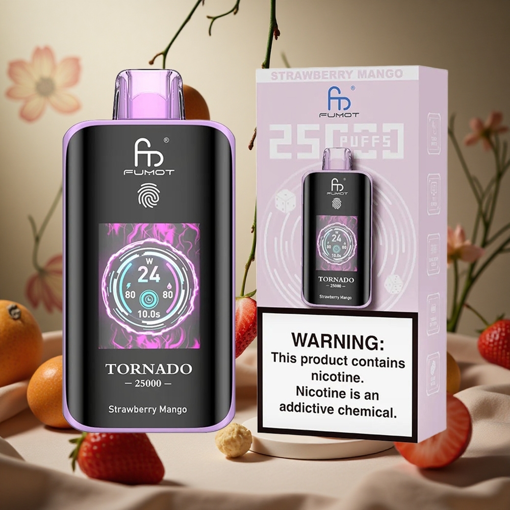 Fresa Mango Fumot Tornado 25000 Puffs Pantalla HD 20ml E-líquido Prellenado Colombia al por mayor