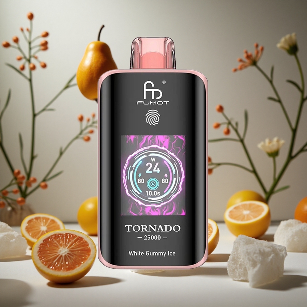 Gominola Blanca Hielo Fumot Tornado 25000 Puffs Pantalla HD 20ml Colombia al por mayor
