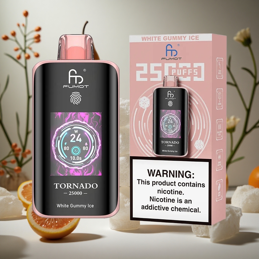 Gominola Blanca Hielo Fumot Tornado 25000 Puffs Pantalla HD 20ml Colombia al por mayor