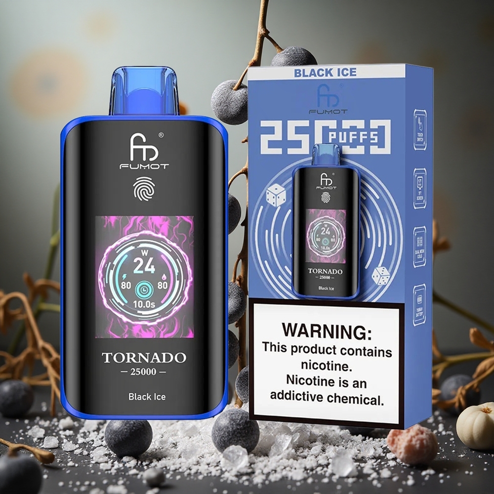 Hielo Negro Fumot Tornado 25000 Puffs Pantalla HD Batería Recargable 700mAh Colombia al por mayor