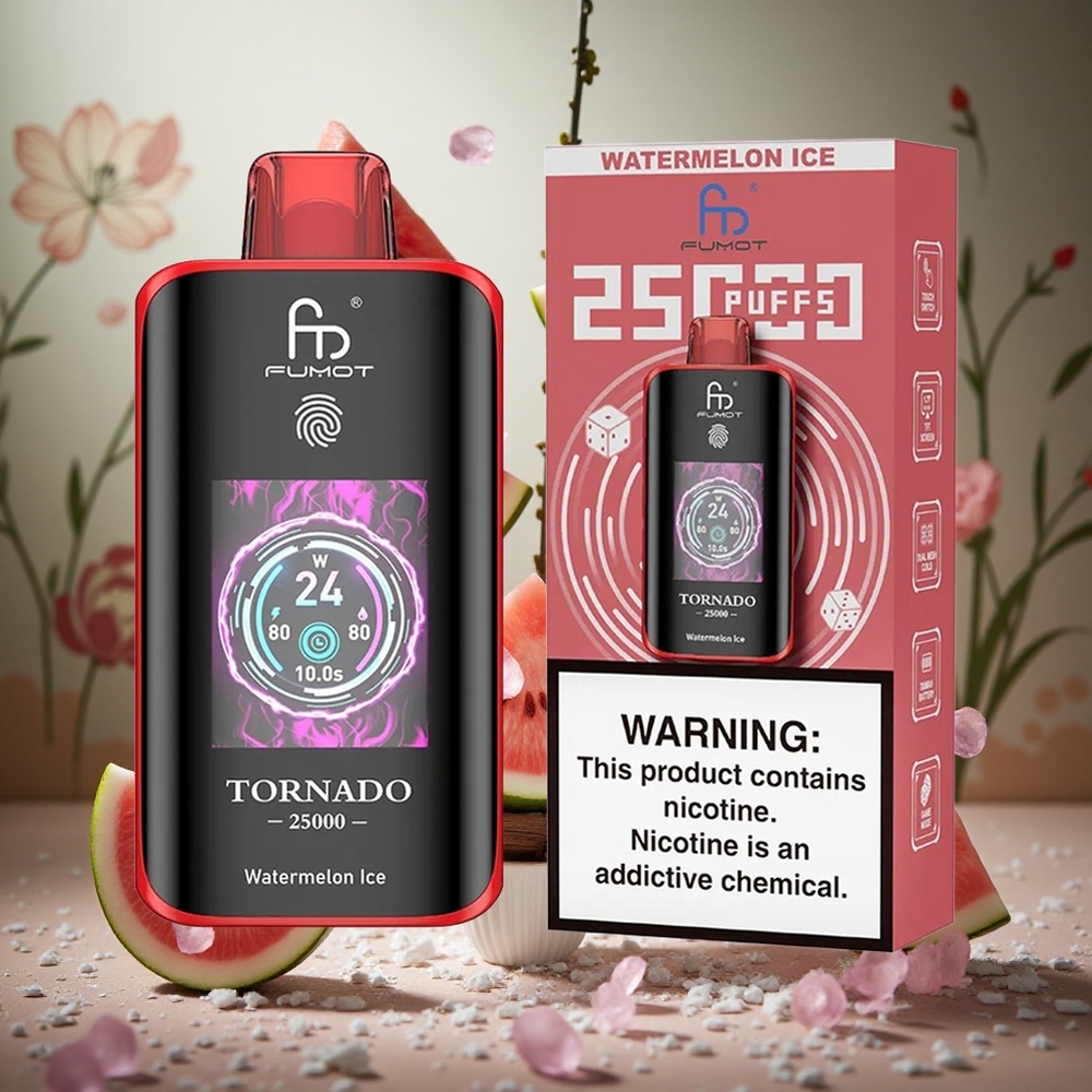 Sandía Helada Fumot Tornado 25000 Puffs Pantalla HD Batería Recargable 700mAh Colombia al por mayor