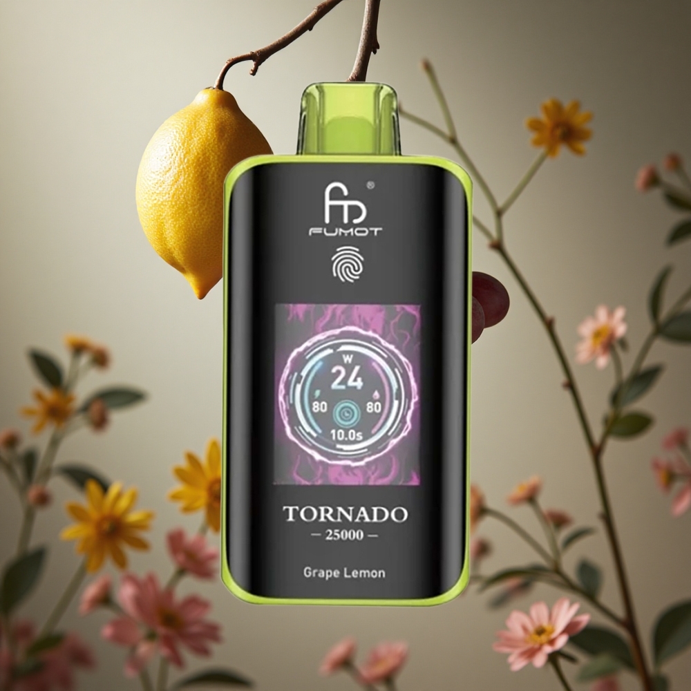 Uva Limón Fumot Tornado 25000 Puffs Pantalla HD Batería Recargable 700mAh Colombia al por mayor